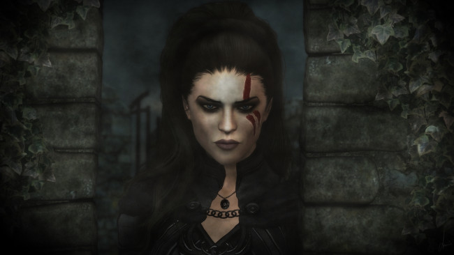 Обои картинки фото 3д графика, фантазия , fantasy, фон, взгляд, девушка