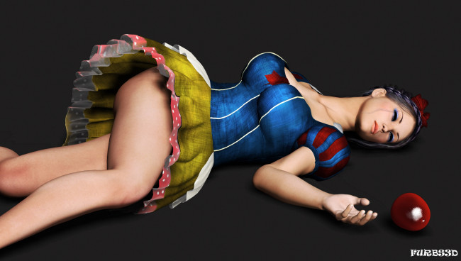 Обои картинки фото 3д графика, люди , people, яблоко, девушка