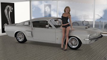 Картинка автомобили 3d+car&girl автомобиль фон взгляд девушка