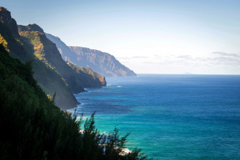 Картинка природа побережье море горы деревья