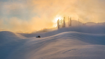 Картинка природа зима снег домик