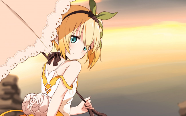 Обои картинки фото аниме, tales of zestiria, взгляд, фон, девушка