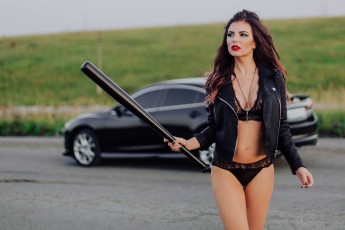 обоя автомобили, -авто с девушками, бита, девушка