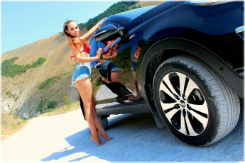 обоя автомобили, -авто с девушками, kia, sportage