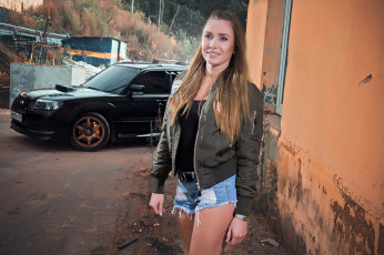 обоя автомобили, -авто с девушками, subaru