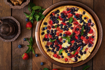 Картинка еда пироги пирог мята черника клубника ягоды