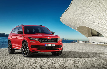 Картинка skoda+kodiaq+4& 215 4+sportline+2017 автомобили skoda kodiaq sportline 2017 красный