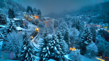 Картинка календари города зима снег деревья здание 2018