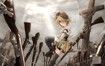 Картинка календари аниме крест взгляд 2018 девушка оружие