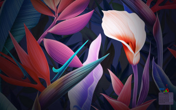 Картинка календари рисованные +векторная+графика цветы 2018