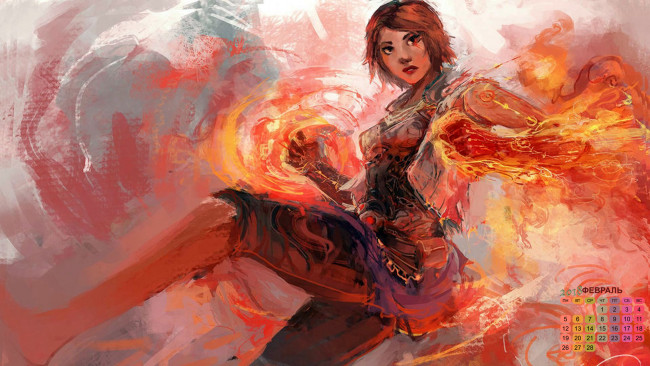 Обои картинки фото календари, фэнтези, взгляд, девушка, 2018