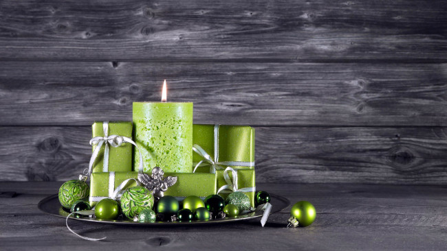 Обои картинки фото праздничные, - разное , новый год, шары, свеча, подарки