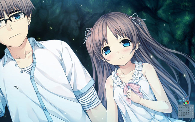 Обои картинки фото календари, аниме, парень, лицо, взгляд, девушка, 2018