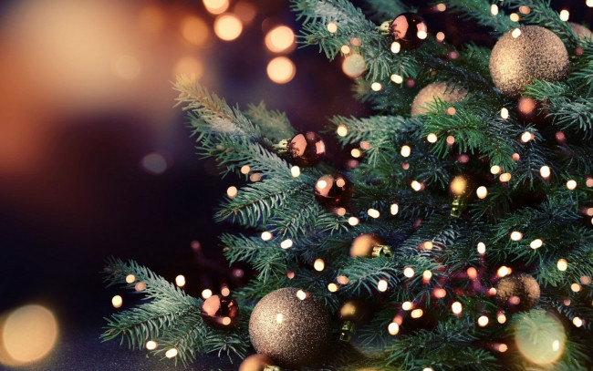 Обои картинки фото праздничные, Ёлки, игрушки, блики, шары, ёлка