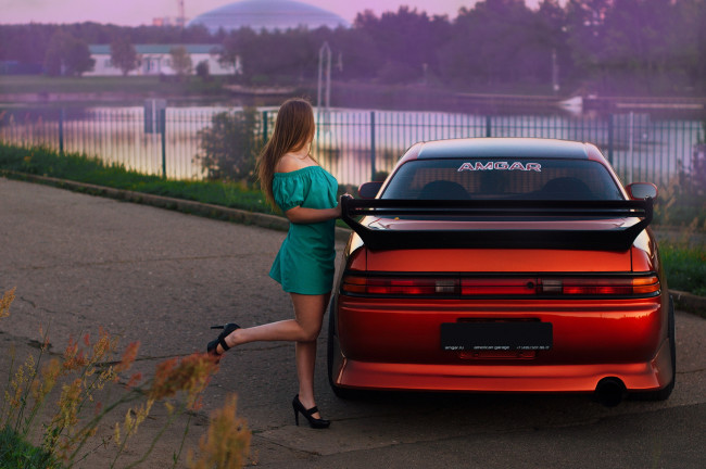 Обои картинки фото автомобили, -авто с девушками, toyota, mark, ii