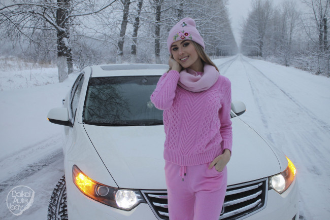 Обои картинки фото автомобили, -авто с девушками, honda, accord