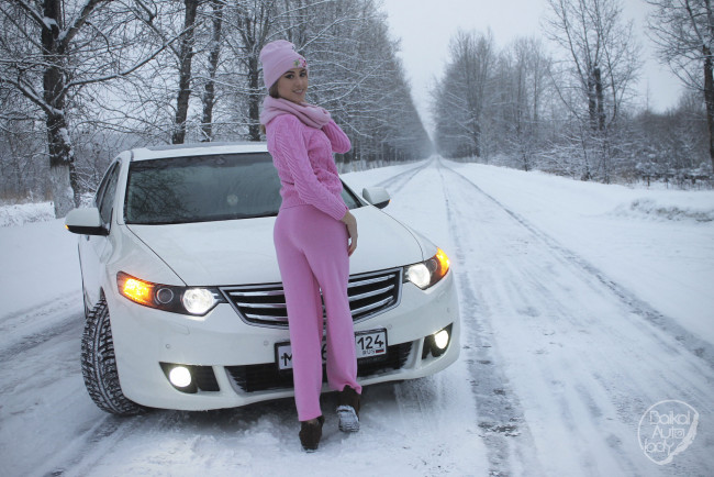 Обои картинки фото автомобили, -авто с девушками, honda, accord