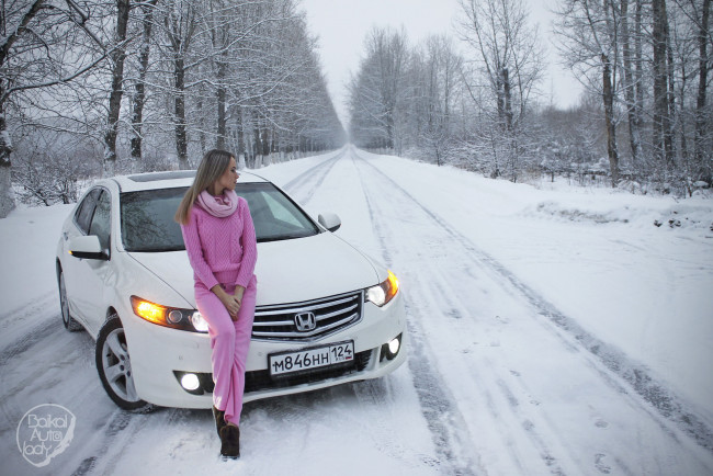 Обои картинки фото автомобили, -авто с девушками, honda, accord