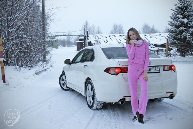 Обои картинки фото автомобили, -авто с девушками, honda, accord