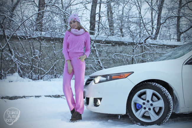 Обои картинки фото автомобили, -авто с девушками, honda, accord