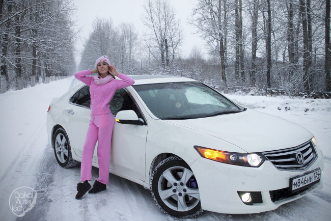 Обои картинки фото автомобили, -авто с девушками, honda, accord