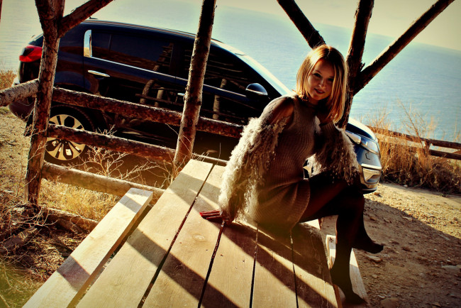 Обои картинки фото автомобили, -авто с девушками, kia, sportage