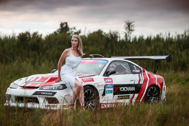 Обои картинки фото автомобили, -авто с девушками, nissan, silvia