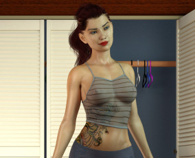 Картинка 3д+графика люди+ people девушка взгляд фон