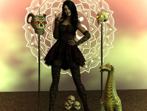 Картинка 3д+графика ужас+ horror фон взгляд девушка