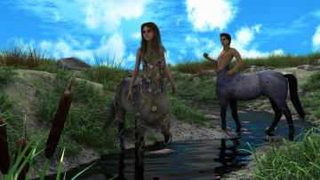 Картинка 3д+графика существа+ creatures девушка взгляд фон