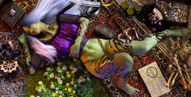 Обои картинки фото 3д графика, _science fiction, фон, девушка, взгляд