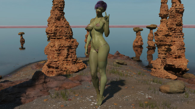 Обои картинки фото 3д графика, _science fiction, фон, взгляд, девушка