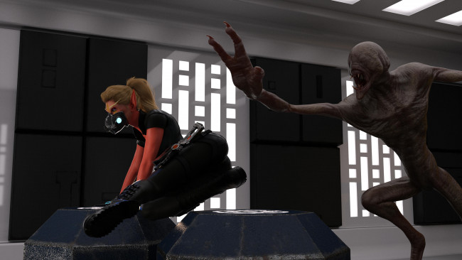 Обои картинки фото 3д графика, существа , creatures, девушка, фон, взгляд