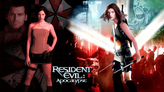 Обои картинки фото кино фильмы, resident evil 2,  apocalypse, мужчина, взгляд, фон, девушки