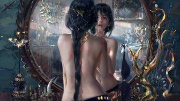 Картинка фэнтези девушки девушка фон взгляд зеркало