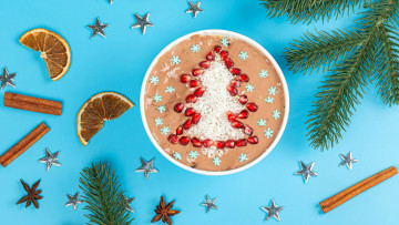 Картинка праздничные угощения звездочки корица какао ветки