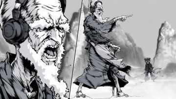 Картинка аниме afro+samurai дед наушники танец