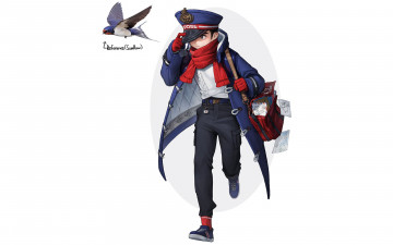 Картинка аниме unknown +другое+ мальчик почтальон форма сумка письма ласточка