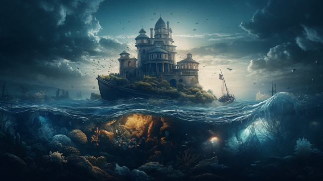 Обои картинки фото фэнтези, замки, нейросети, графика, нейроарт, ai, art, нейронные, сети, рисунки, нейро, искусство