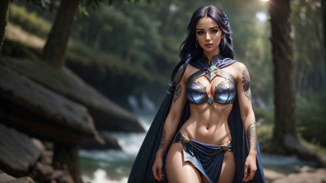 Обои картинки фото 3д, 3д графика, фантазия , fantasy, girl, nature, art, tatoo, digital