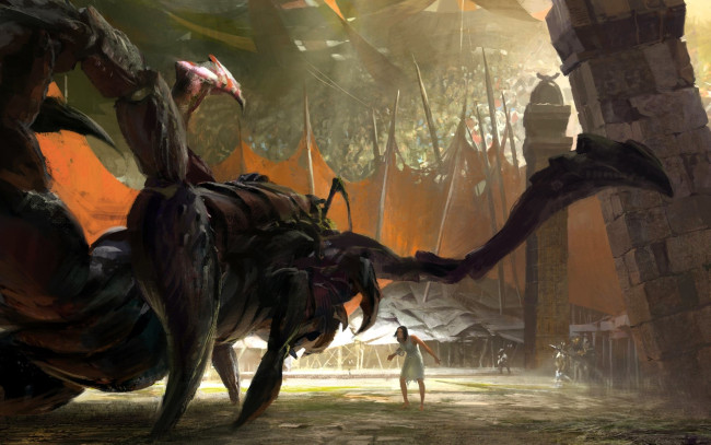 Обои картинки фото видео игры, guild wars, женщина, монстр, скорпион