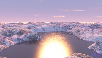 Картинка 3д графика nature landscape природа облака озеро