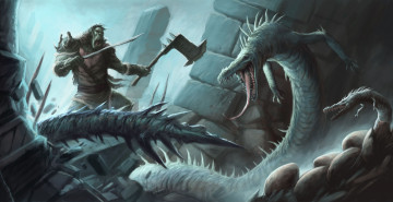 Картинка фэнтези существа монстры воин меч топор существо