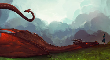 Картинка фэнтези красавицы+и+чудовища дракон девушка