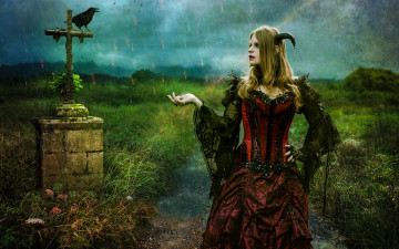 Картинка фэнтези фотоарт рог ворон