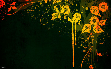 Картинка векторная+графика цветы листья