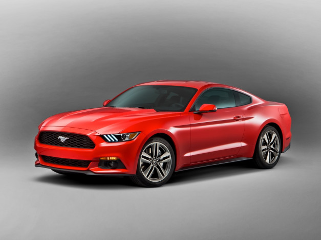 Обои картинки фото автомобили, mustang, coupe, 2014г, красный