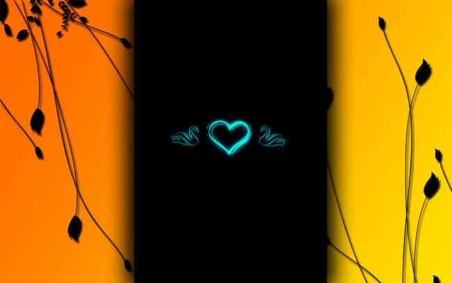 Обои картинки фото векторная графика, цвета, лебеди, сердечко
