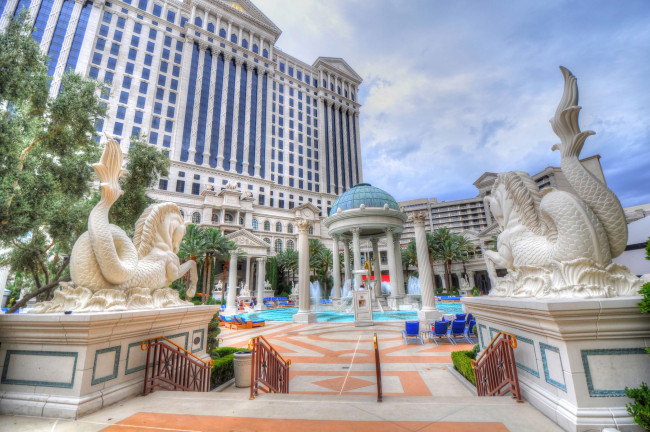 Обои картинки фото города, лас-вегас , сша, здание, фонтан, вход