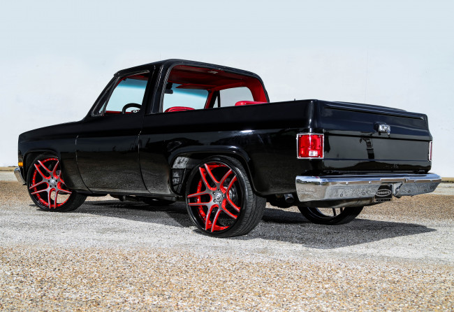 Обои картинки фото автомобили, custom pick-up, red, pickup, black, rims